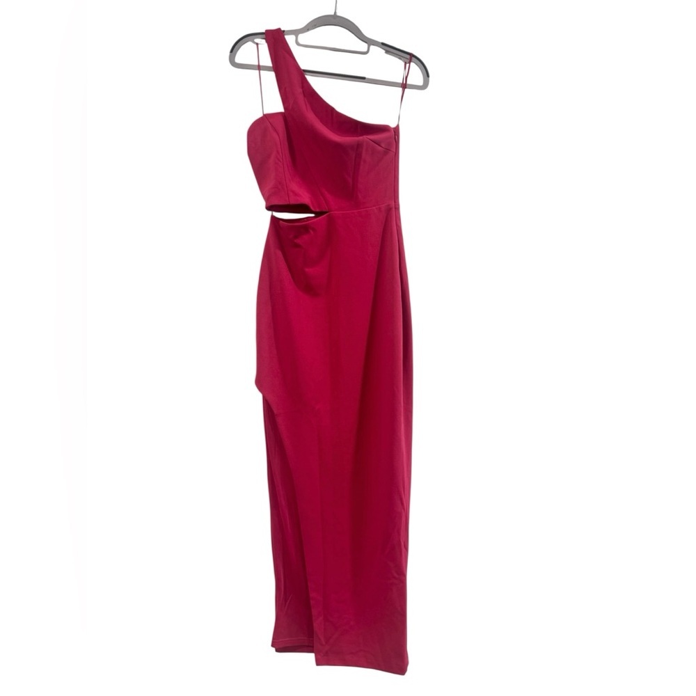Women’s Small Hot Pink Look The Party One-Shoulder Cutout Maxi Dress Lulu’s NWT